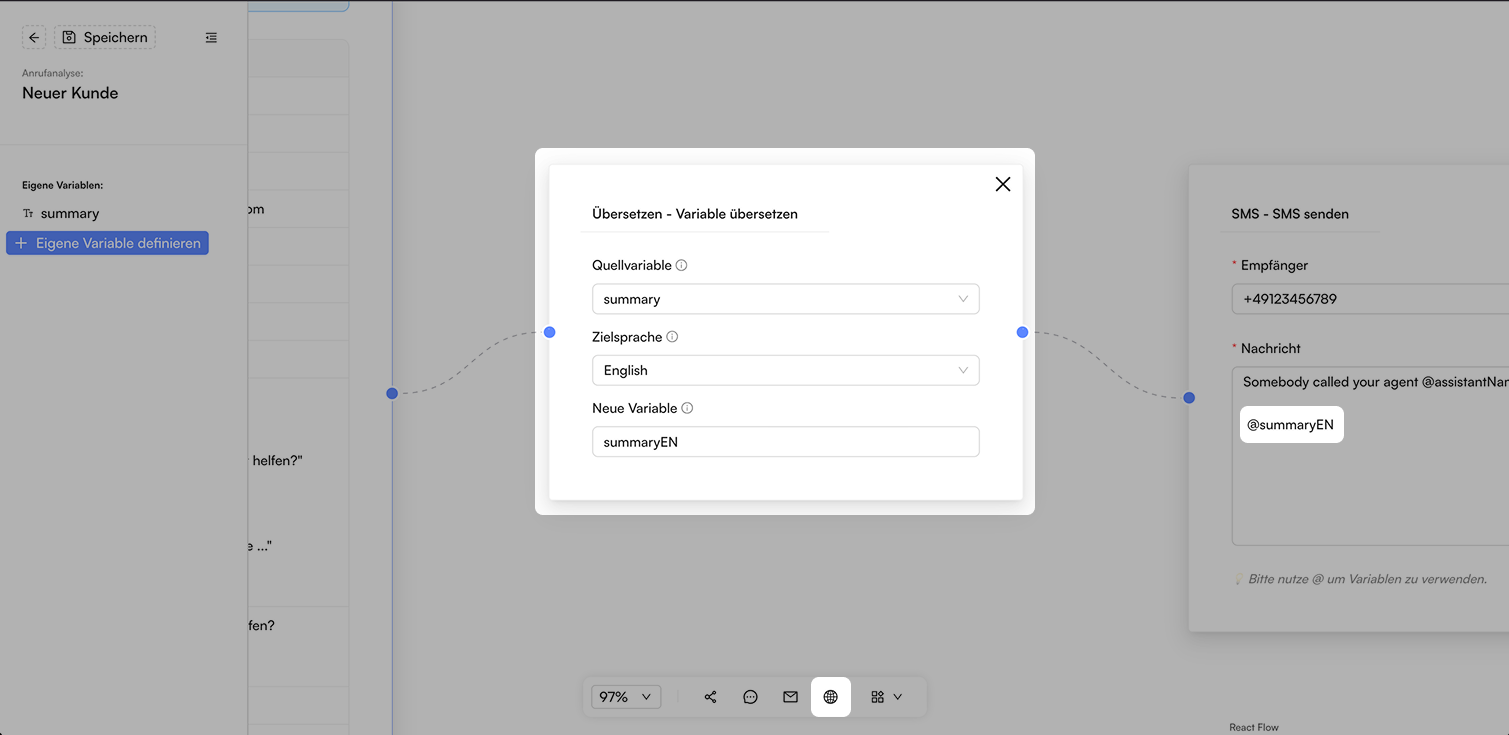 Screenshot: Übersetzung