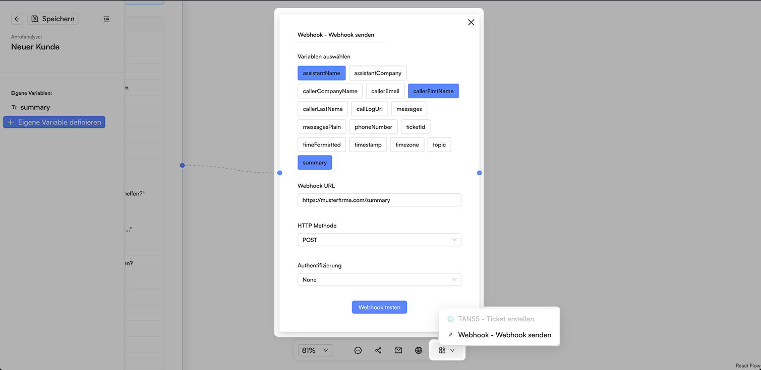 Screenshot: Webhook