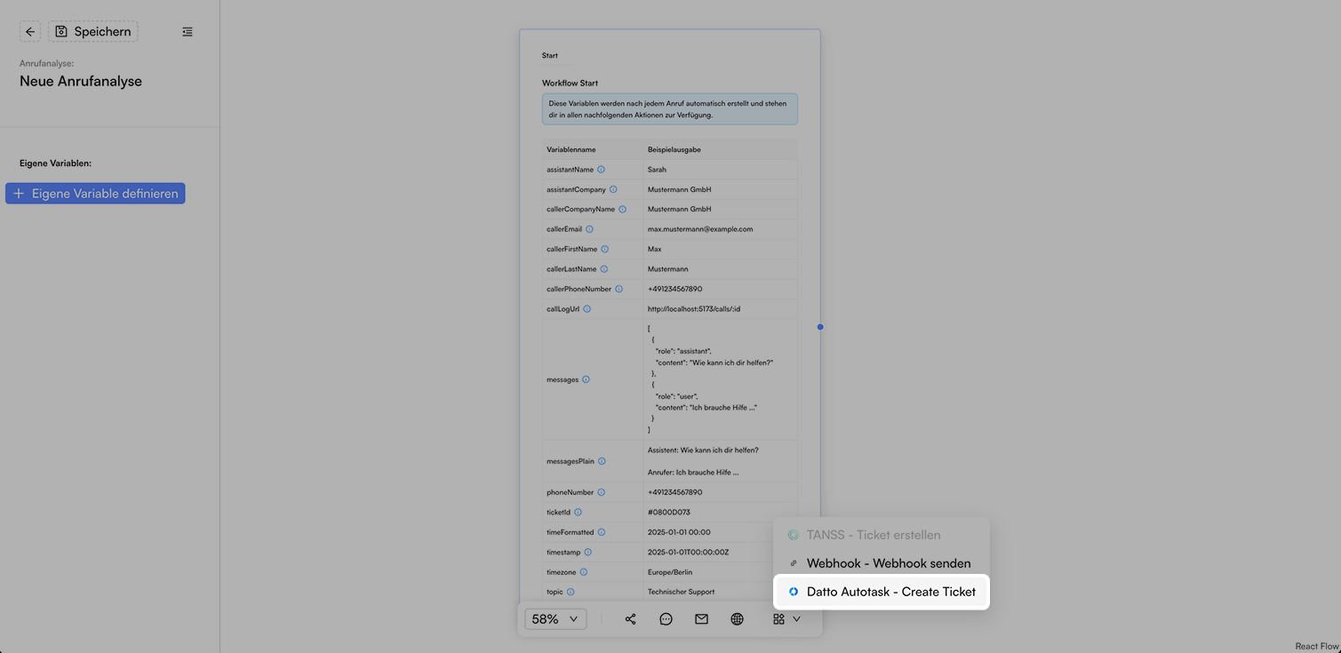 Screenshot: Datto Autotask Node