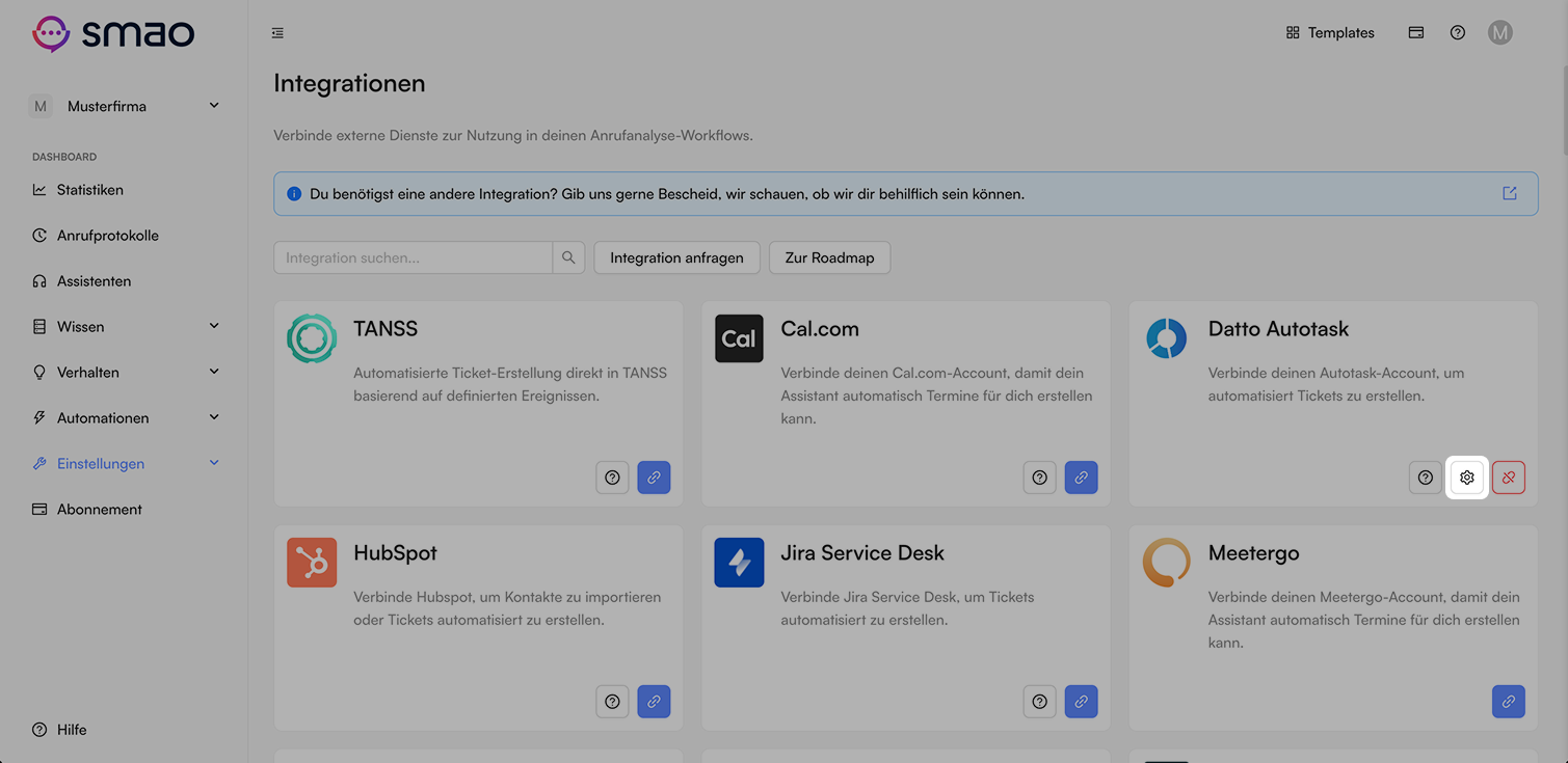 Screenshot: Einstellungen