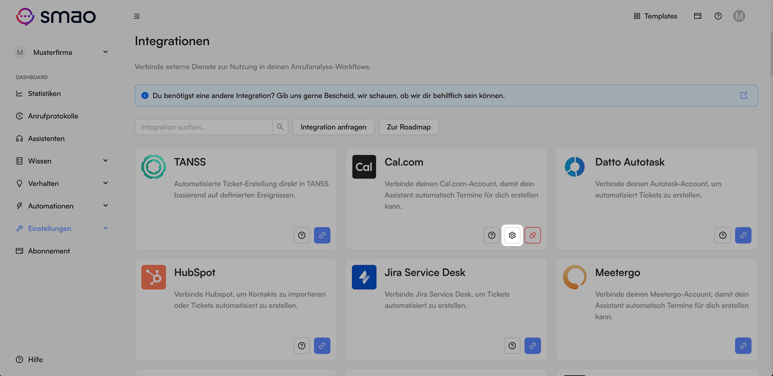 Screenshot: Einstellungen
