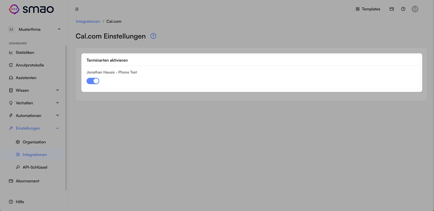 Screenshot: Einstellungen