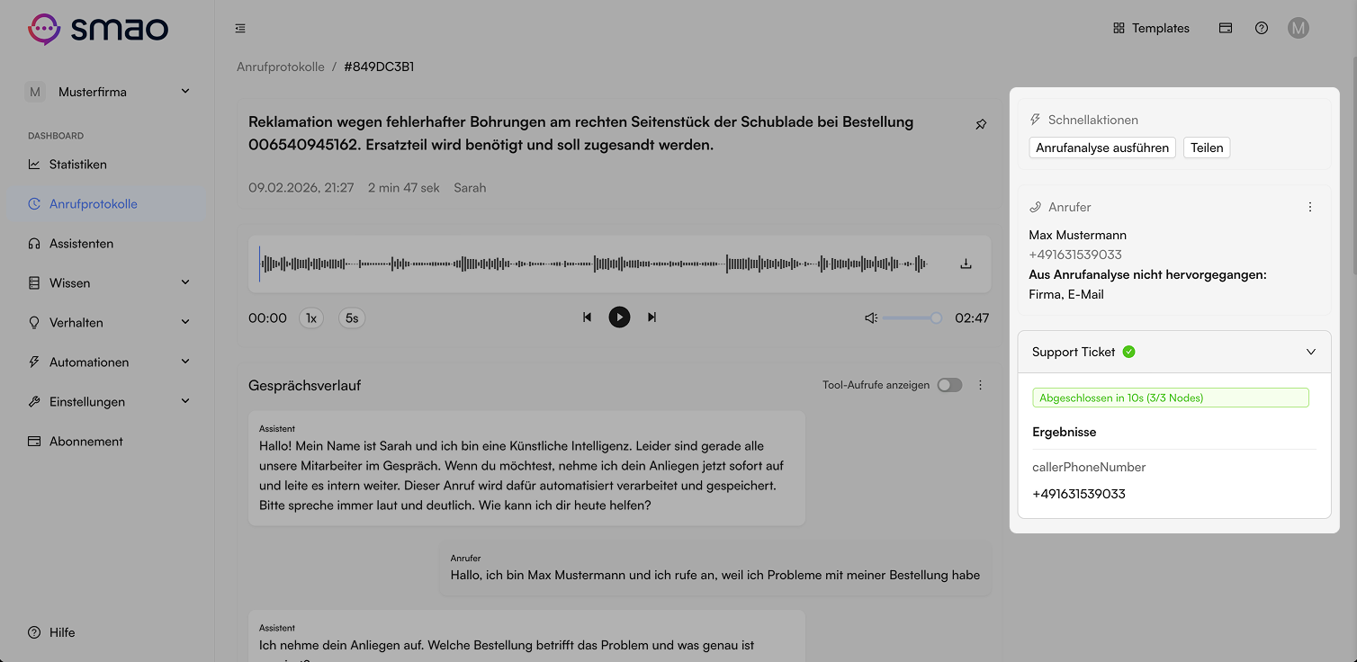 Screenshot: Ergebnisse