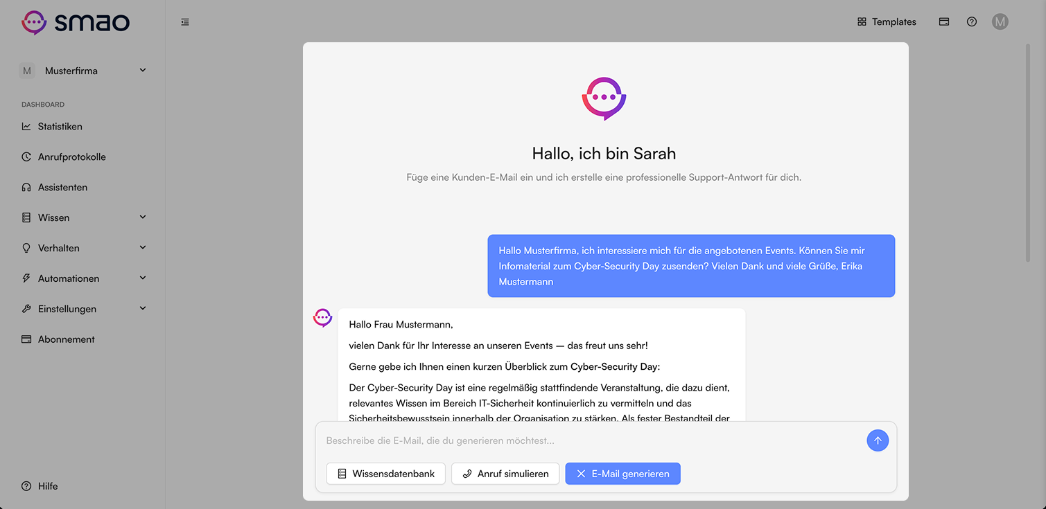 Screenshot: E-Mail senden