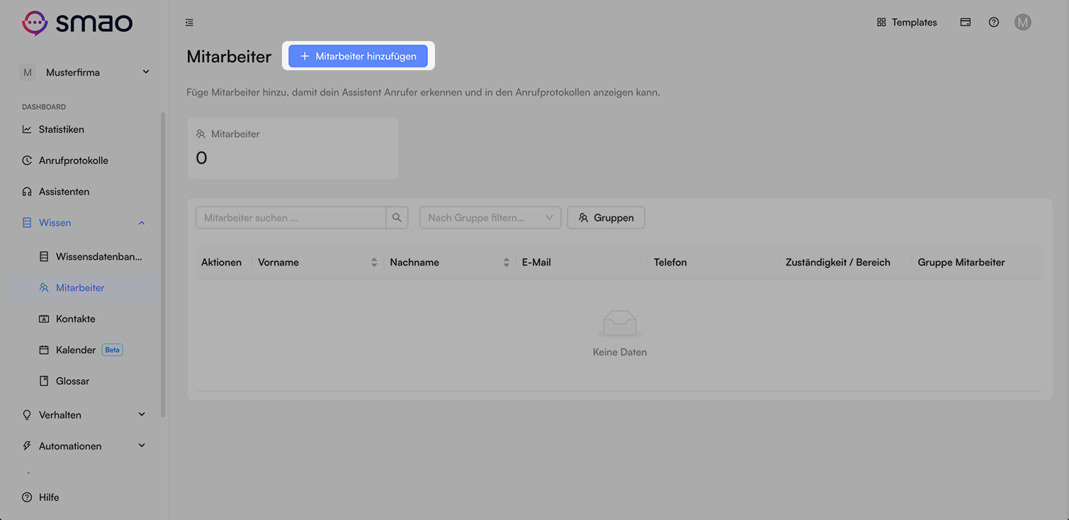 Screenshot: Mitarbeiter anlegen