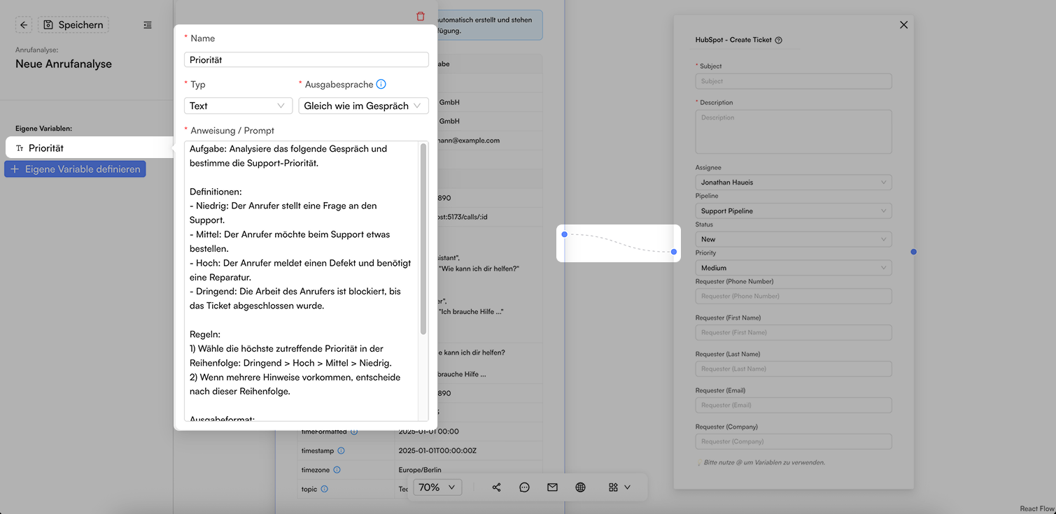 Screenshot: Node verbinden und Variable erstellen
