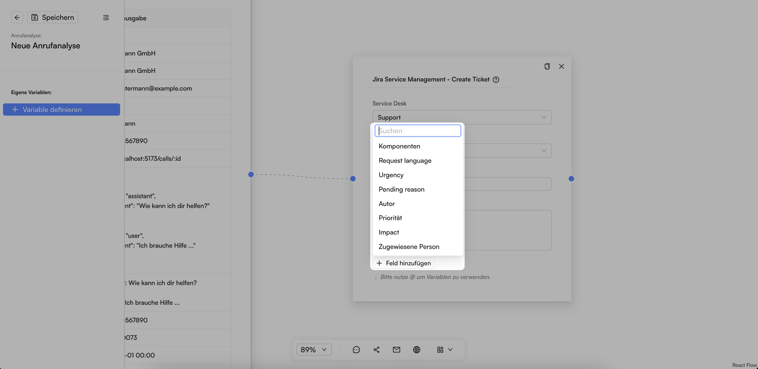 Screenshot: Jira Service Management Felder hinzufügen