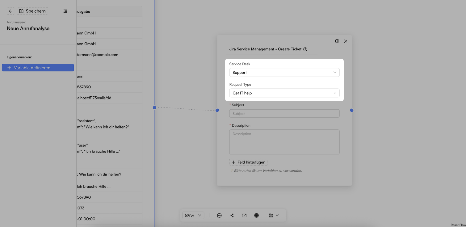 Screenshot: Jira Service Management Ticket Zuordnung