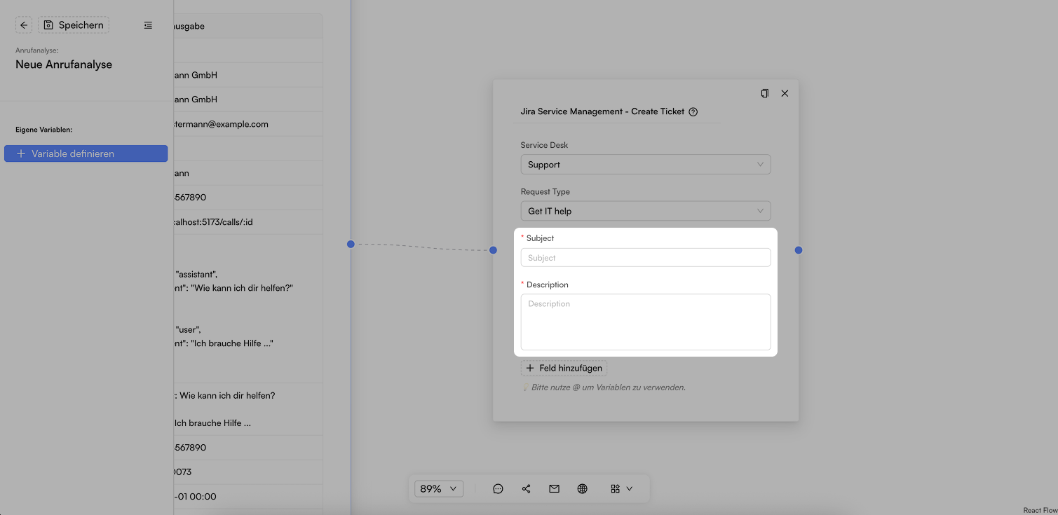 Screenshot: Jira Service Management Ticket Inhalt