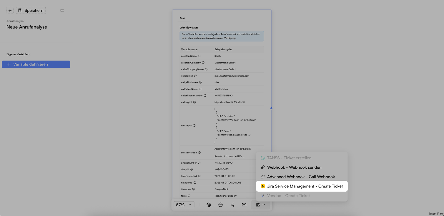 Screenshot: Jira Service Management Node