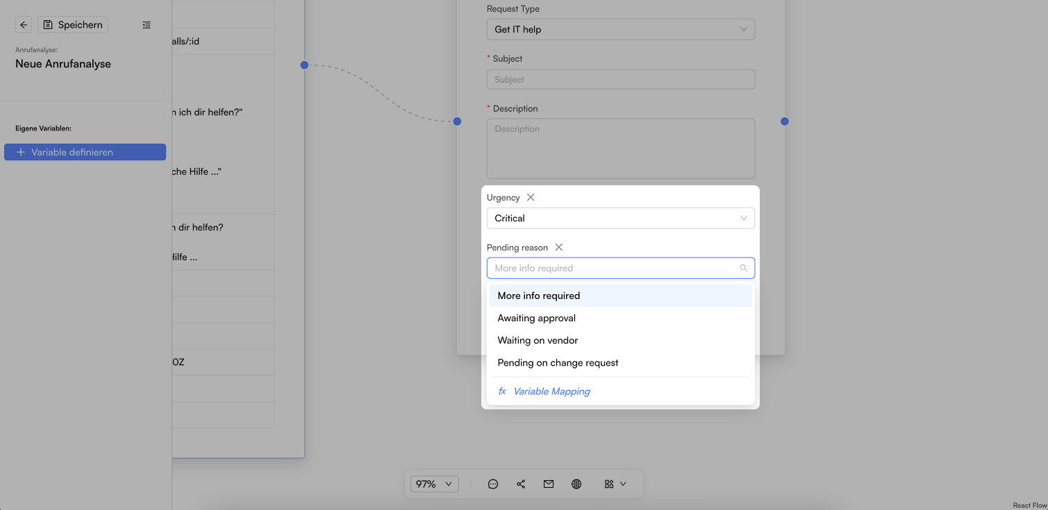 Screenshot: Jira Service Management Variable Mapping