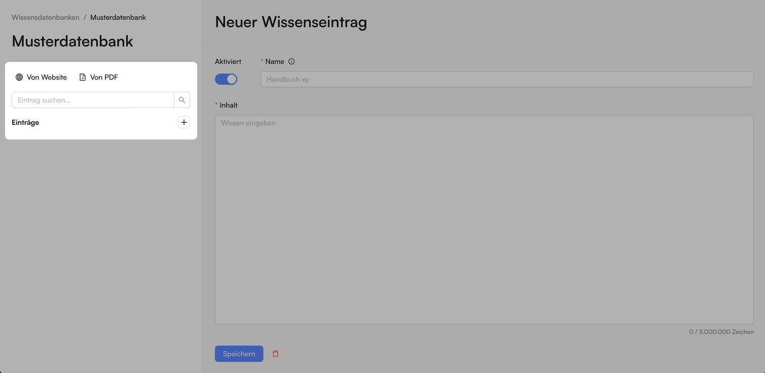 Screenshot: Einträge anlegen