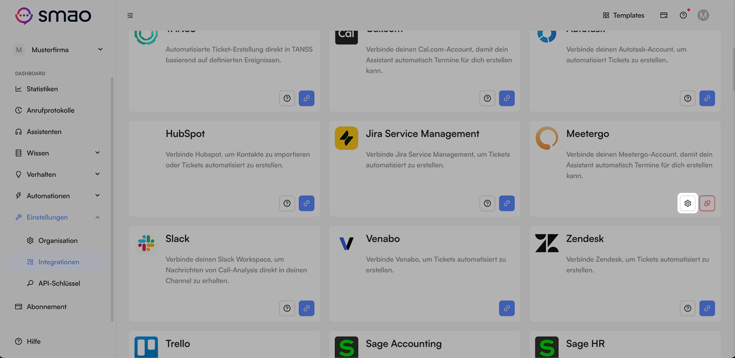 Screenshot: Einstellungen