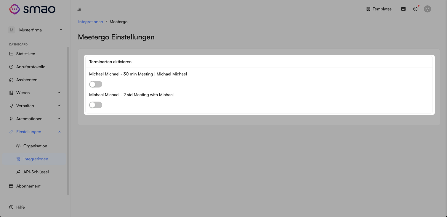 Screenshot: Einstellungen