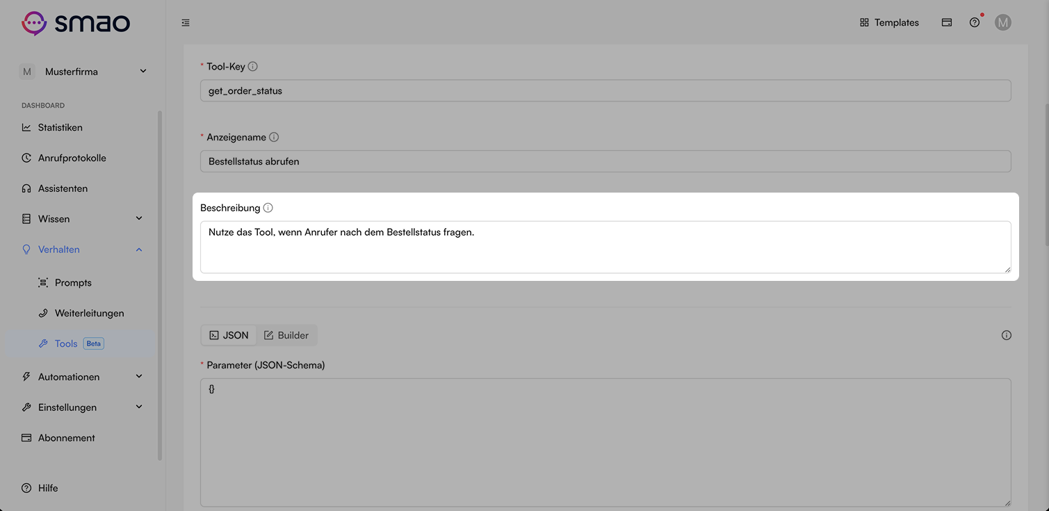 Screenshot: Tool Description