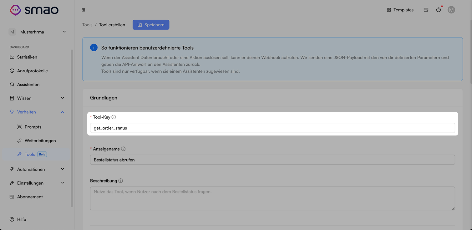 Screenshot: Tool Key
