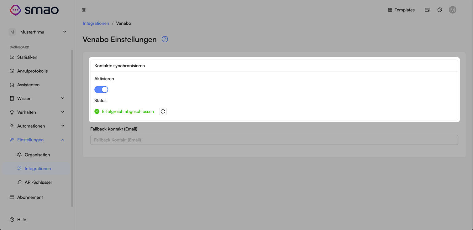 Screenshot: Kontakte synchronisieren